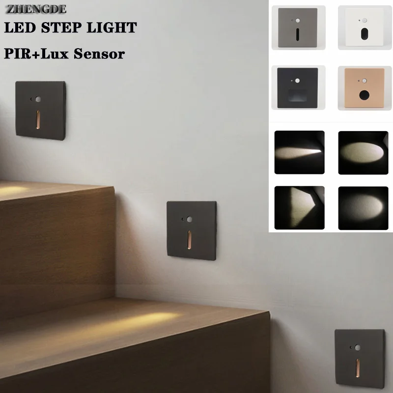 Embedded Intelligent Led Stair Wall Light PIR Lux Motion Sensor Stair Light AC85-265V Interior Corridor Wall Beam Lighting