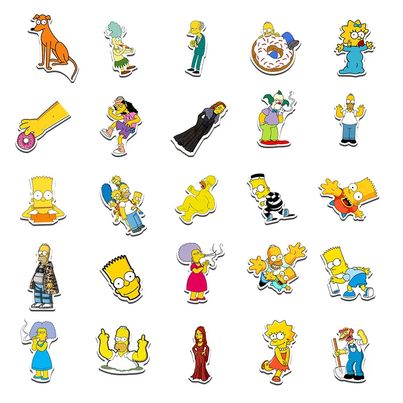 10/25/50PCS The Simpsons Cartoon Stickers Graffiti DIY Skateboard Laptop Luggage Motorcycle Bike PVC Waterproof Sticker Decals