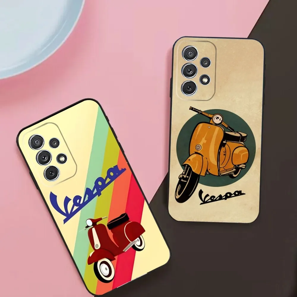 V-VespaS Scooter Phone Case For Samsung Galaxy A13,A21s,A22,A31,A32,A52,A53,A71,A80,A91 Soft Black Phone Cover