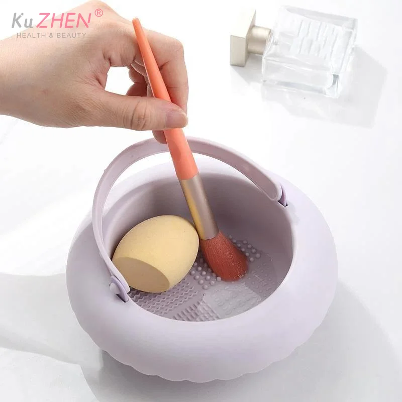 Silicone Washing Bowl Makeup Brush Cleaning Box Makeup Egg Drying Tool Set Powder Puff Washer Sponge Storage