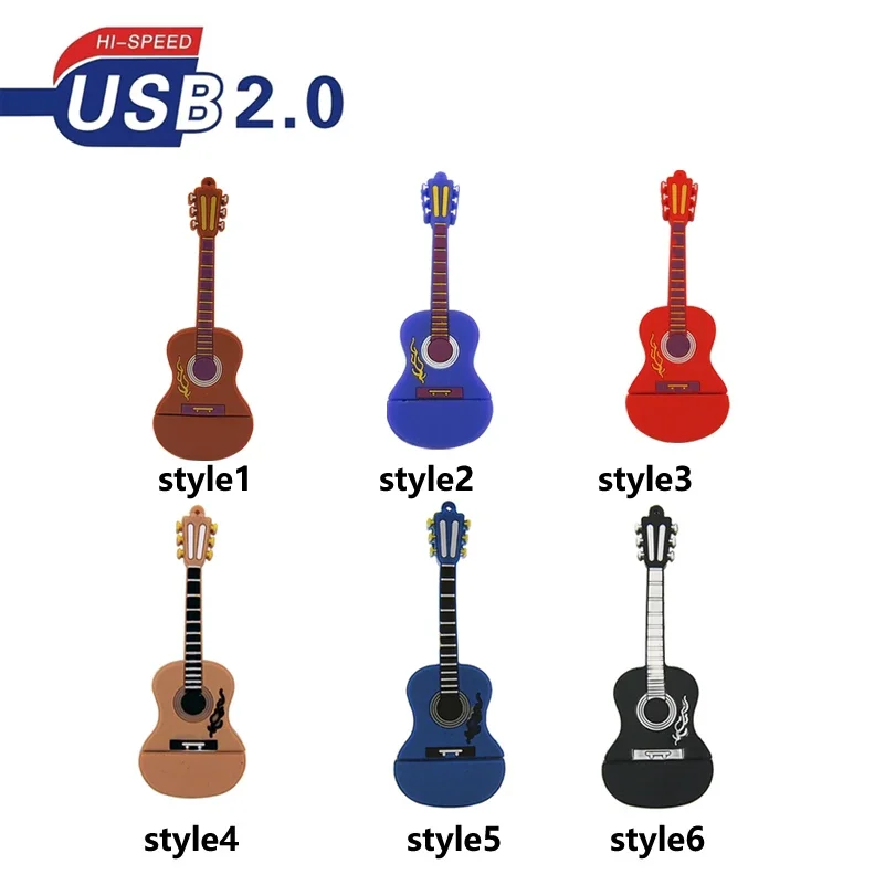 Cartoon Violin USB 2.0 64GB Real Capacity U Disk 32GB Cute Flash Drive 16G 8GB Silicone Memory Stick Gifts for Children