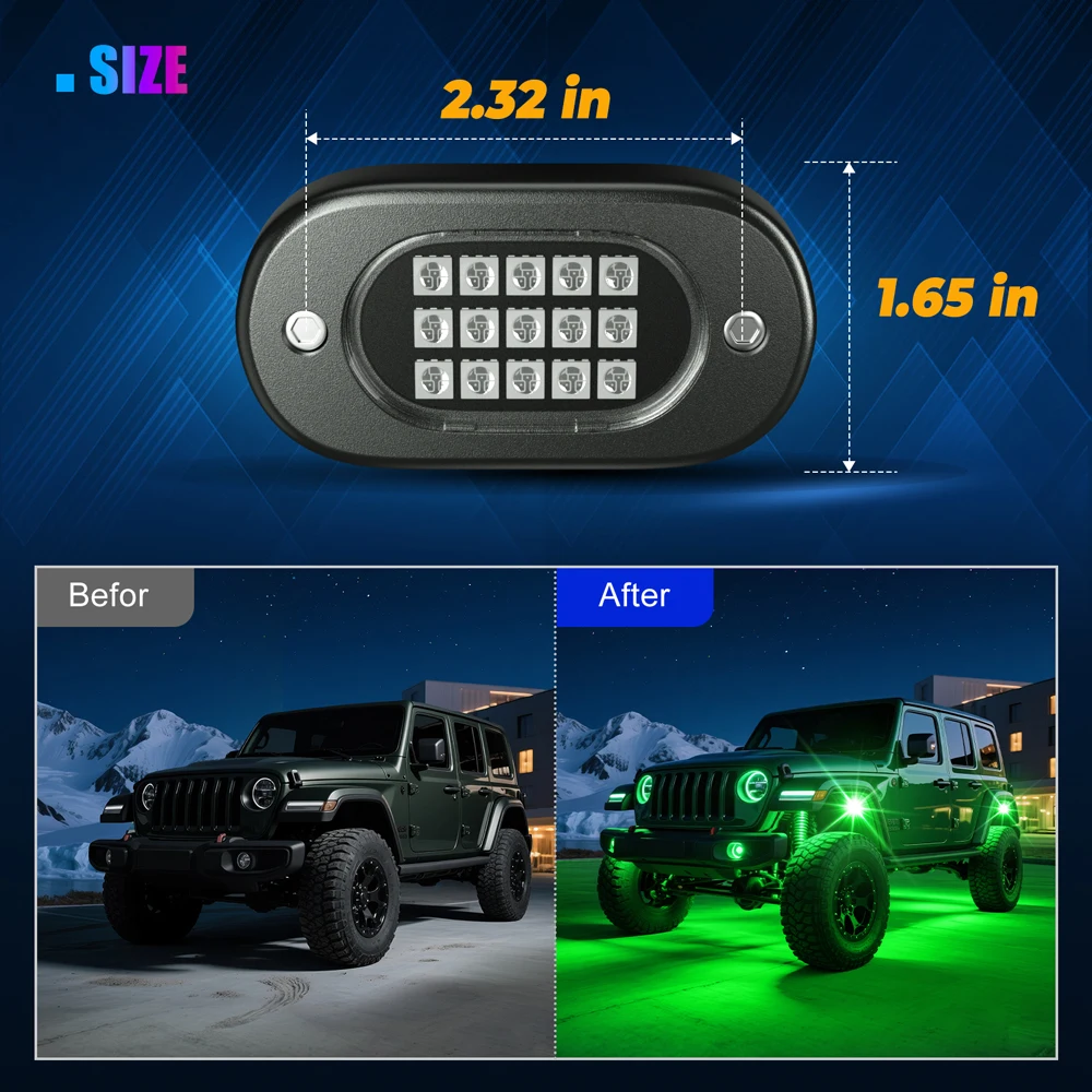 Lampu Neon Bawah Bodi Suasana Dekoratif Otomatis Kontrol Suara Jarak Jauh Aplikasi RGB 12V Lampu Neon Bagian Bawah Bodi Mobil LED Simfoni