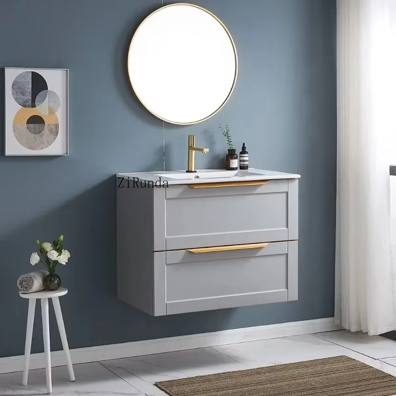 Personalizado popular montado na parede canto europeu moderno banheiro flutuante espelho de vaidade capa