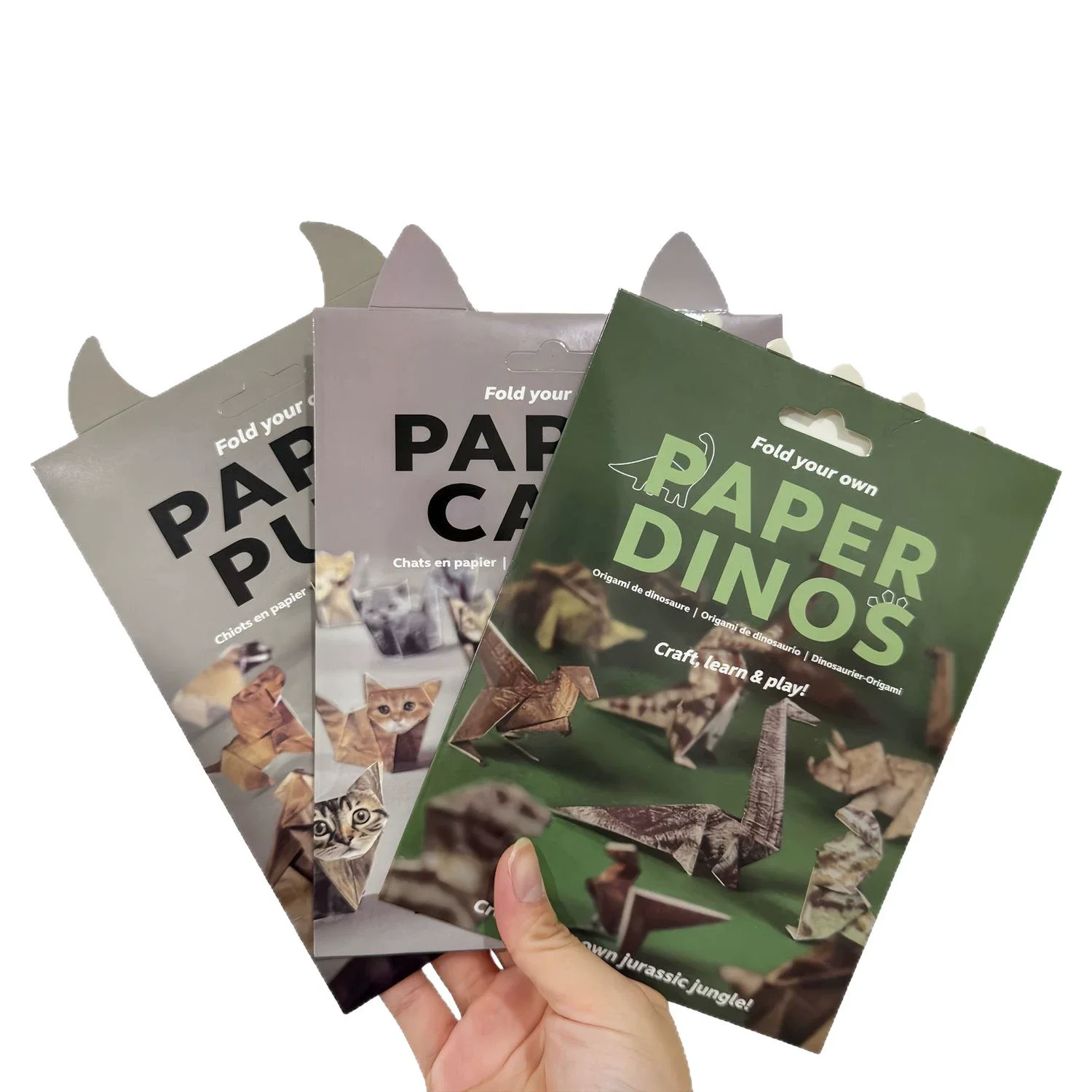 Creative DIY Paper Cats 50 Sheets DIY Origami Paper Handmade DIY Paper Cat Dog Dinosaur Fun Art Craft Folding Animal Folding Set