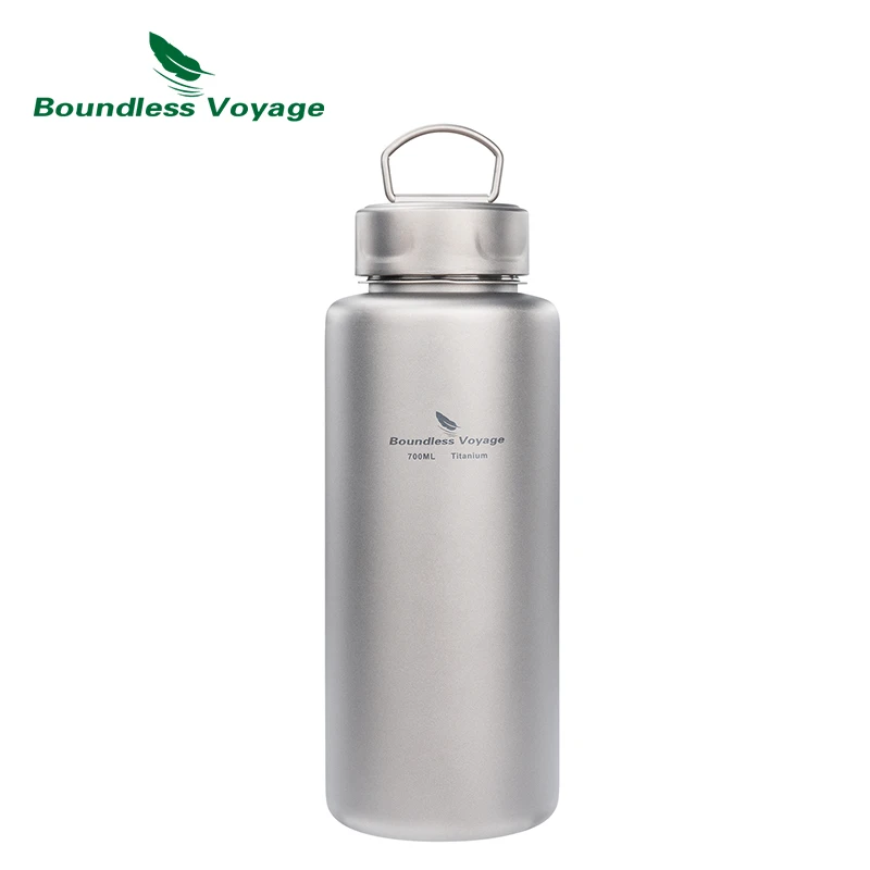 Boundless Voyage Titanium Sports Bottle with Hook Gym Water Bottle Wide Mouth Tea Coffee Mug Camping Drinkware Ti3012D