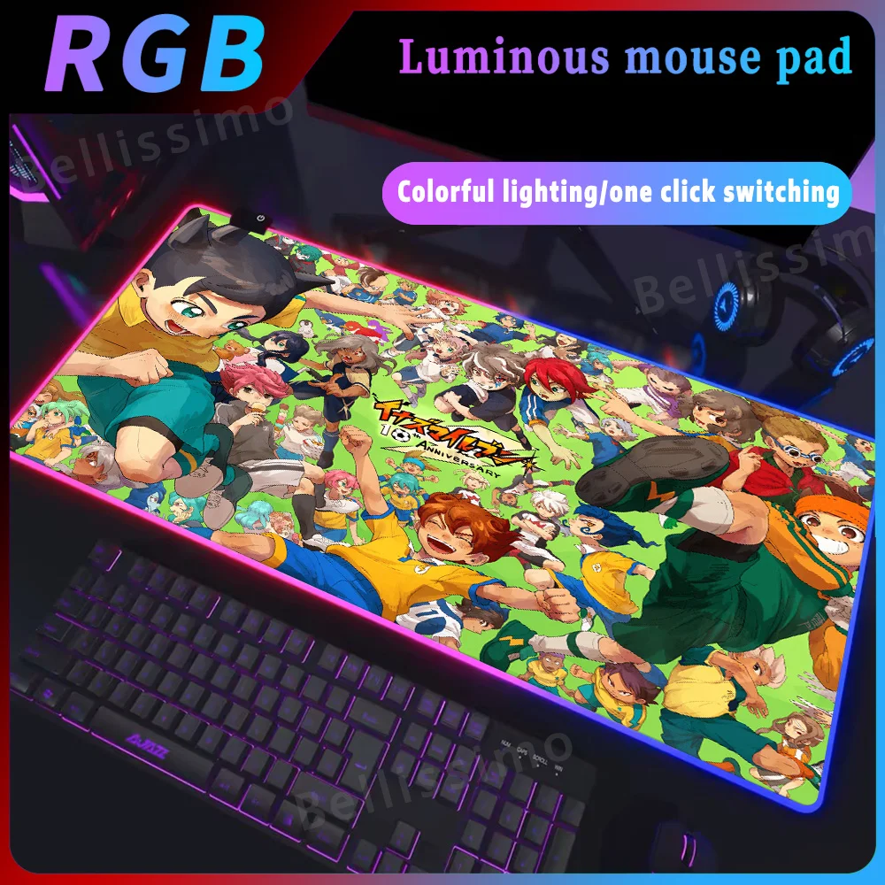 

Anime Inazuma Eleven HD printing Mouse Pad RGB Gaming Mat Large Keyboard Mat LED Light Desk Pad For Computer Laptop table mats