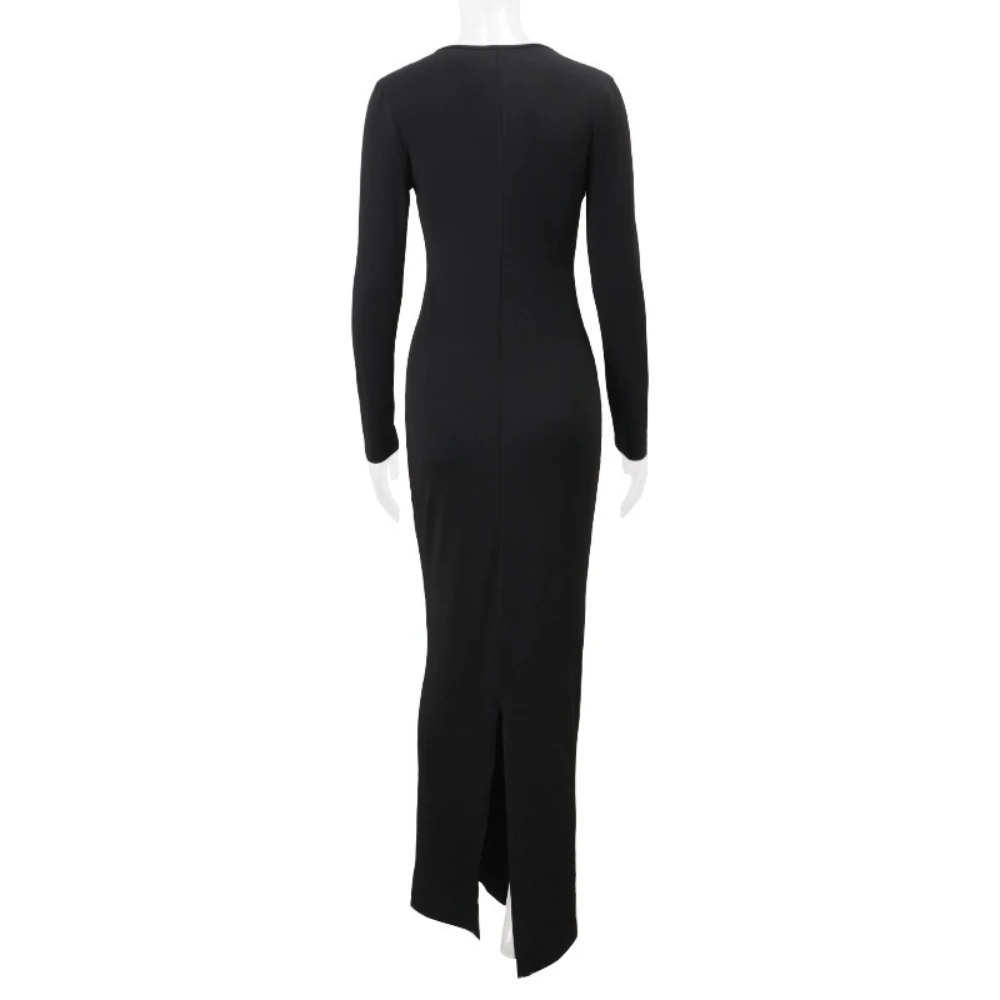 TWOTWINSTYLE Modna Sukienka Bodycon dla Kobiet z Dekoltem w Serek, Wycięciami, Długimi Rękawami, Wysokim Stanem, Elegancka Sukienka Damska