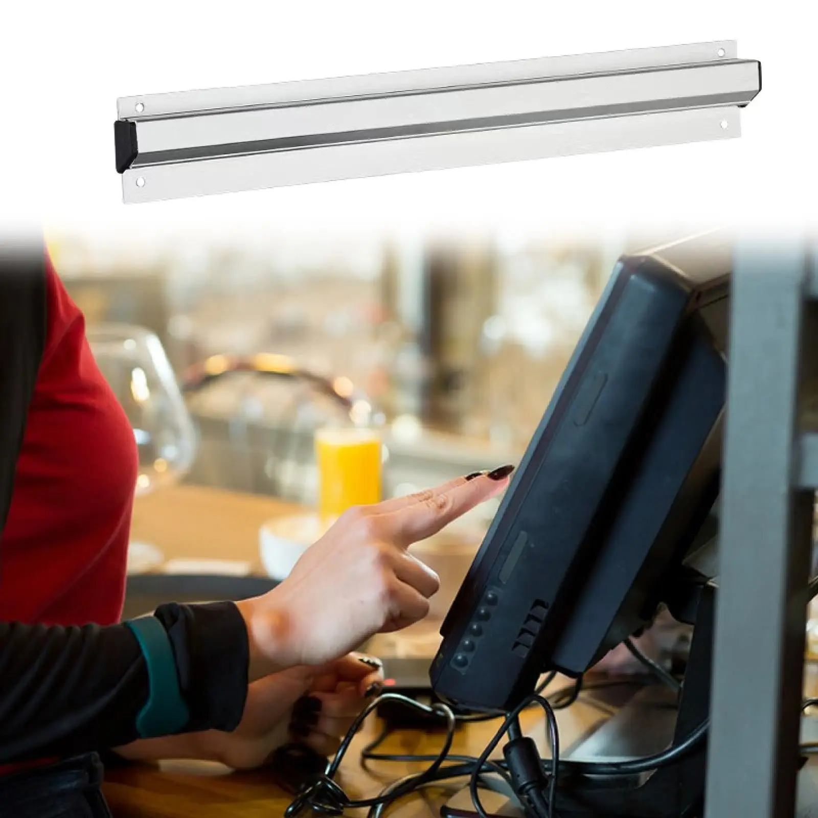 Restaurant Ticket Holder Kitchen Display Receipt Order Clip Rail Slide Check Rack for List,Slips,Shop,Cafes,Bill Receipt Hanging