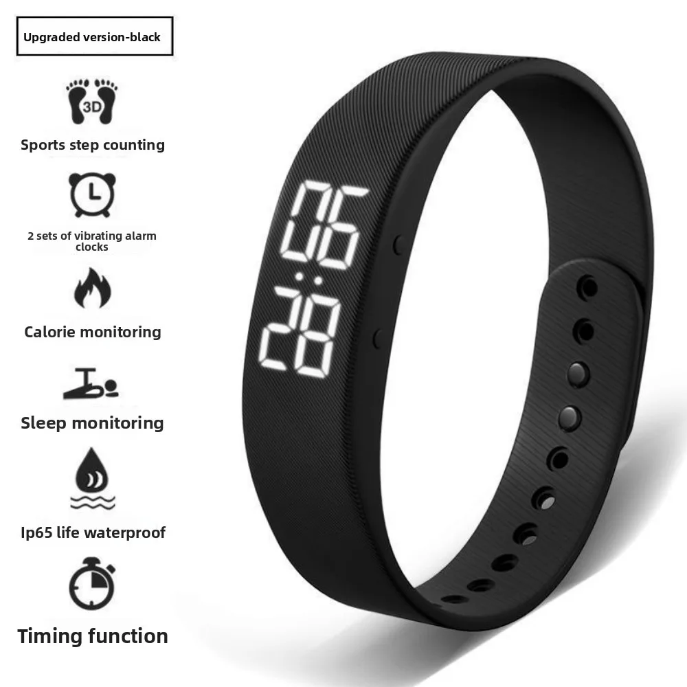 New LED Digital Alarm Clock Watch with Calorie Counter Waterproof Fitness Tracker Snooze-proof Adjustable Fitness Wristbands
