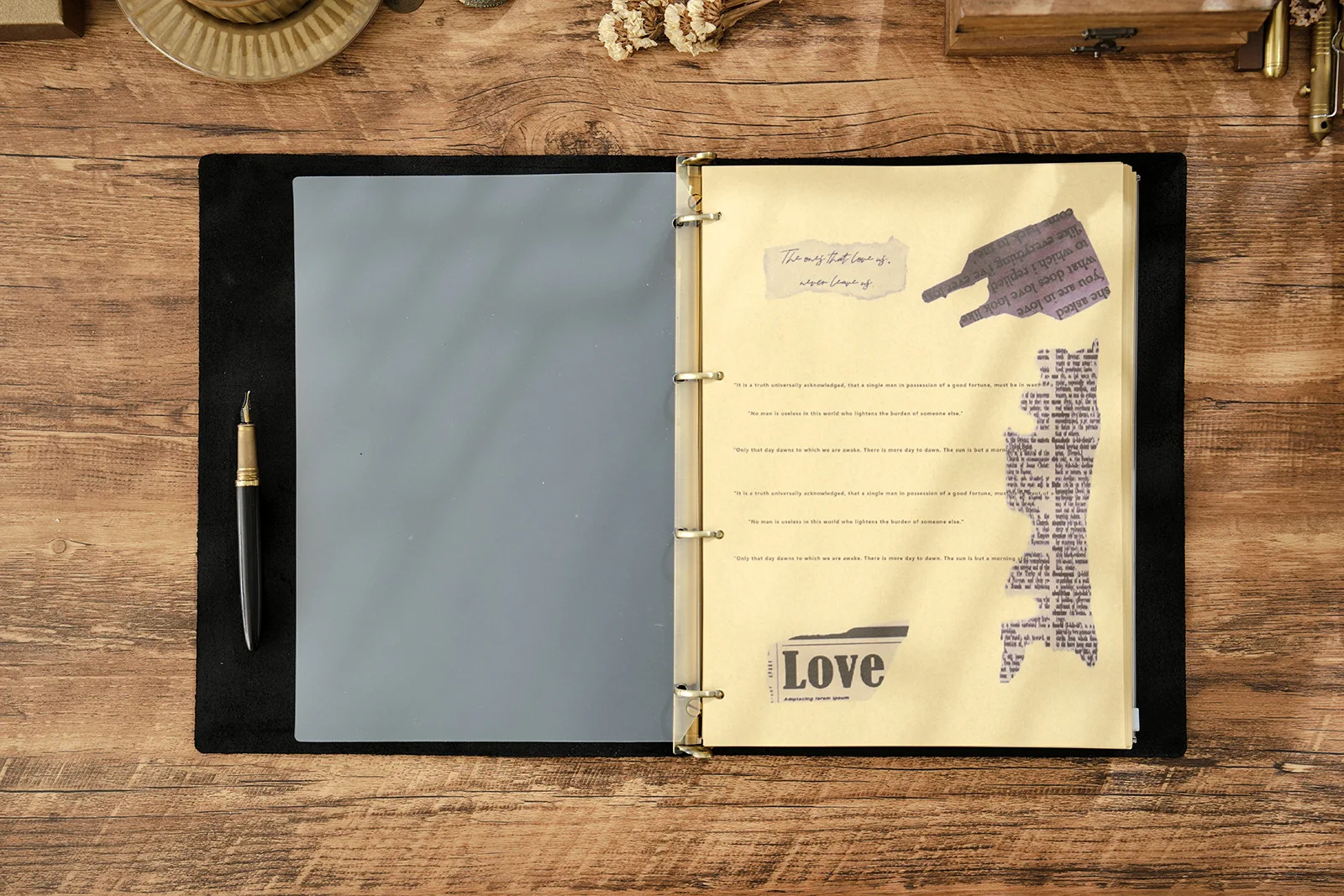 AIGUONIU Ringplaner aus echtem Leder im A4-Format mit 4-Loch-Binder, Retro-Notizbuch, vertikale Version, neutraler Notizblock, Skizzenbuch – Detail 18