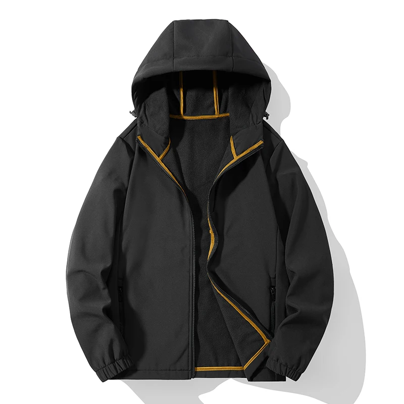 Gorasion New Men's Winter Outdoor Windbreaker Fashion Hooded Jacket Sports Mountaineering Suit Texturing Men's Casual Coat