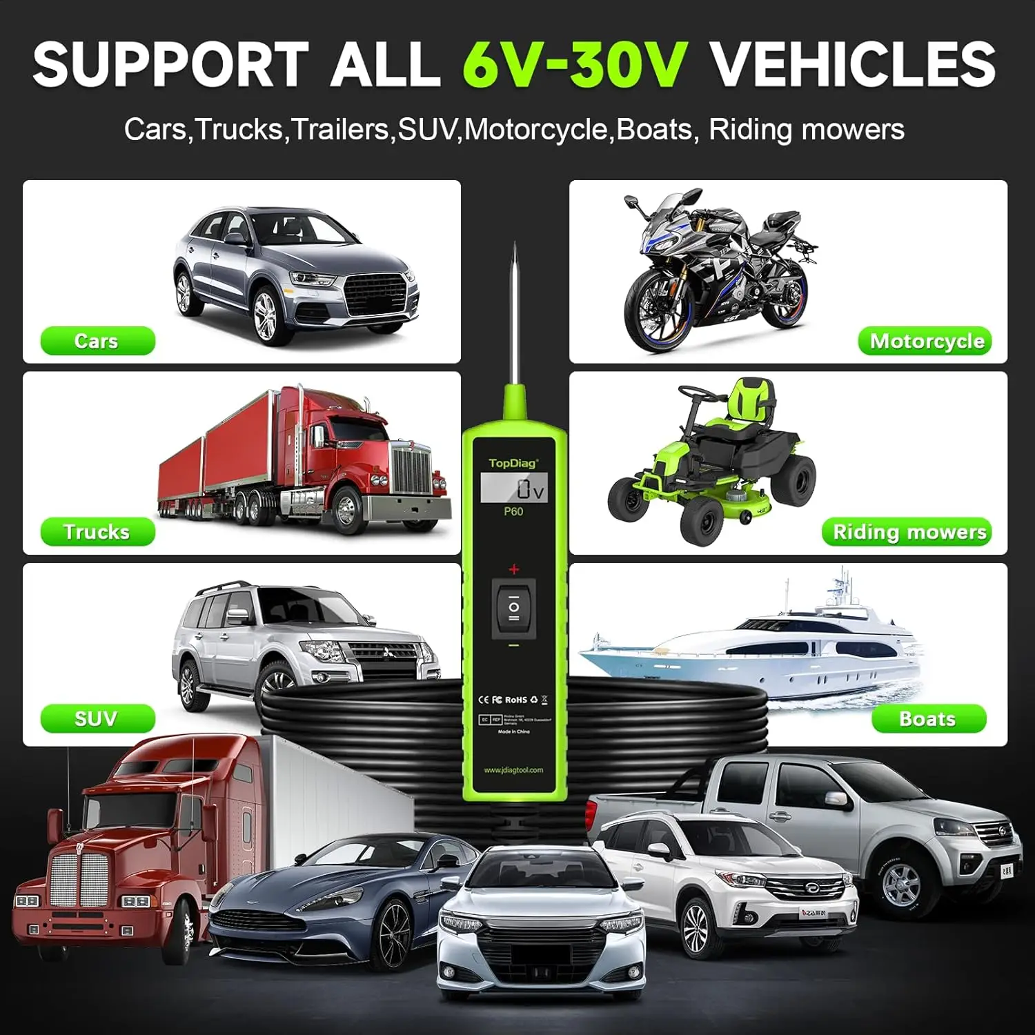 12v Test Light Automotive Circuit Tester P60 and Check Engine Code Reader T200