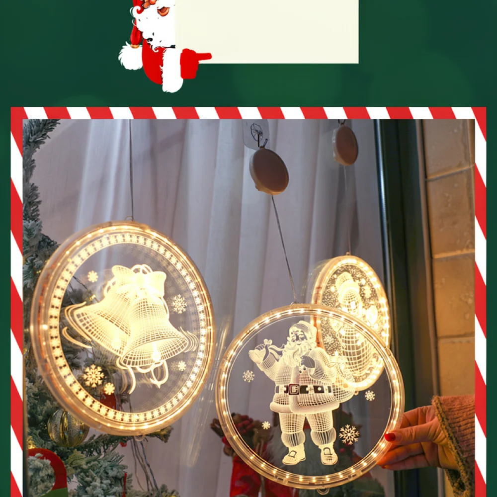 Decorative Xmas Hanging Lights 3D Acrylic LED String Lamps For Holiday Celebration Home Window Festive Mood Ornament