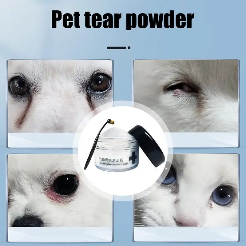 Pets Tear Stain Remover Powder 40g Cat And Dog Eye Tear Stain Powder With Tear Stain Brush Gentle Absorbing Tears Powder