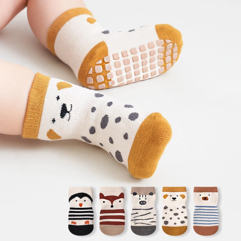 Fashion Baby Floor Socks Cute Animal Design Non-Slip Newborn Floor Socks Soft Cotton Toddler Short Tube Socks For Kids