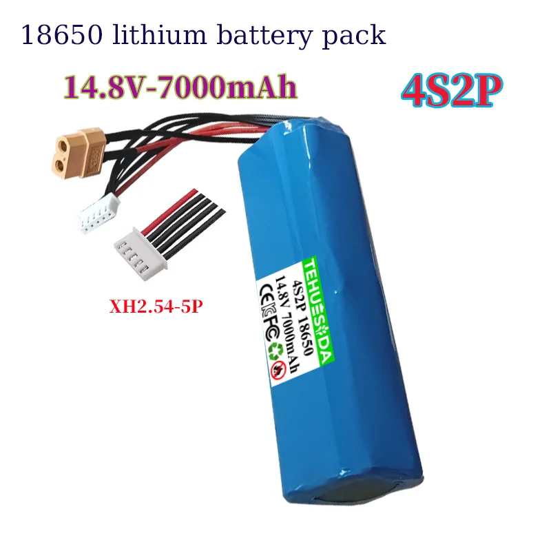 14.8V 7000mAh Rechargeable Lithium Battery Pack 18650 4S2P Suitable for Various Remote Control Aircraft, Drones and Quadcopters