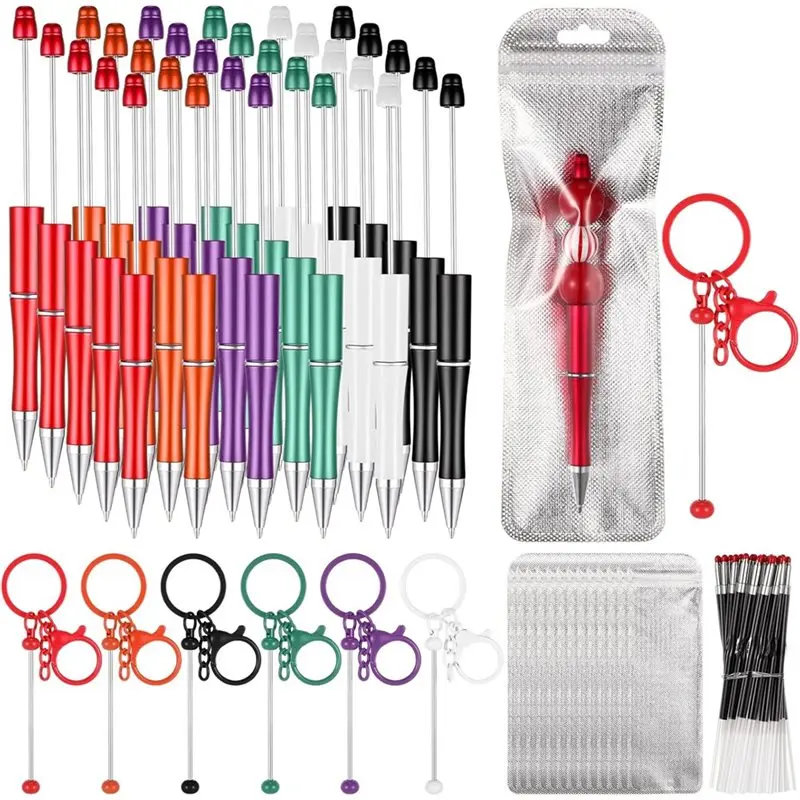 

A34R DIY Bead Keychain Making Kit With Beadable Pen, Refills, Bags, Bead Keychain Bars(Beads Not Included) School Office