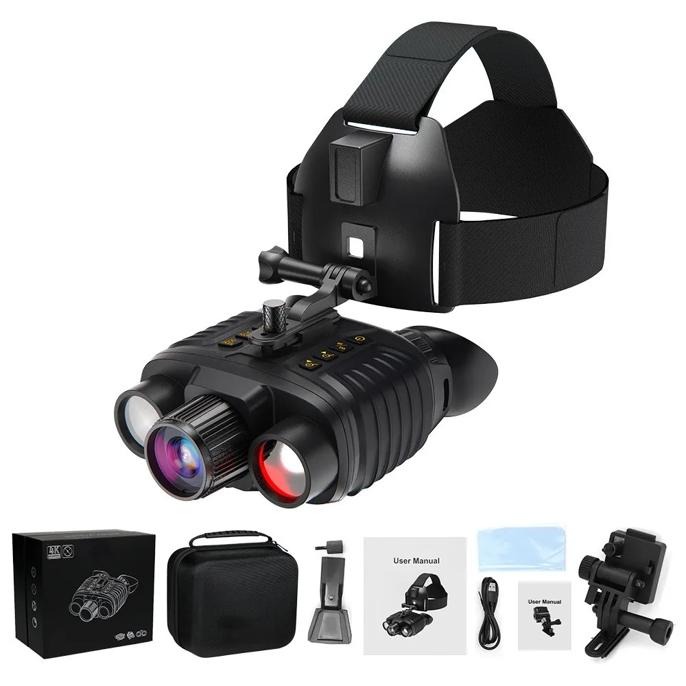 NV8360 Head&Helmet Mount Night Vision Goggles 4K Resolution 300 Meters Range for Outdoor