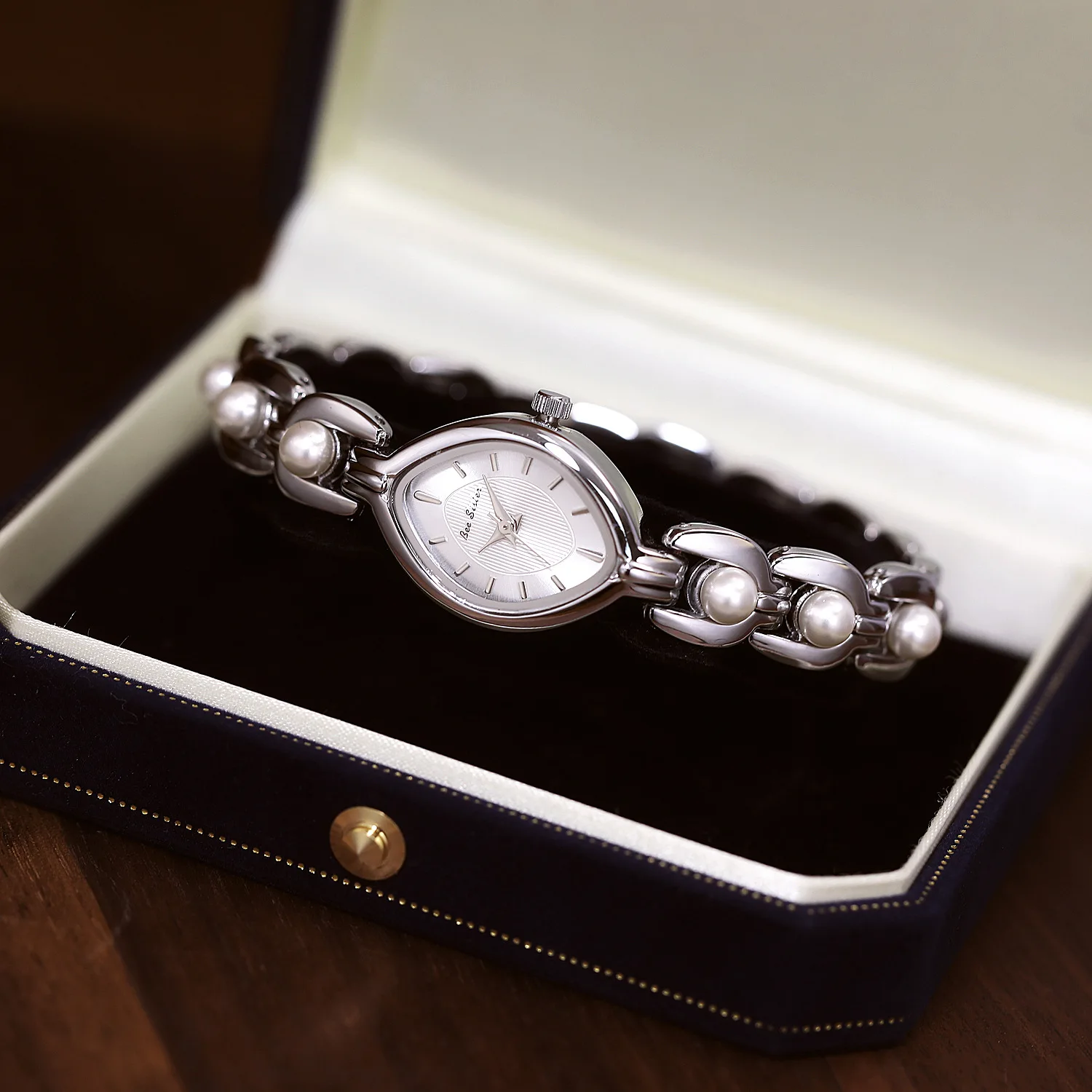 Luxury BS Brand Women's Watch with Antique Pearl Bracelets Waterproof Fashion Quartz Movement Elegant Chain Wristwatch