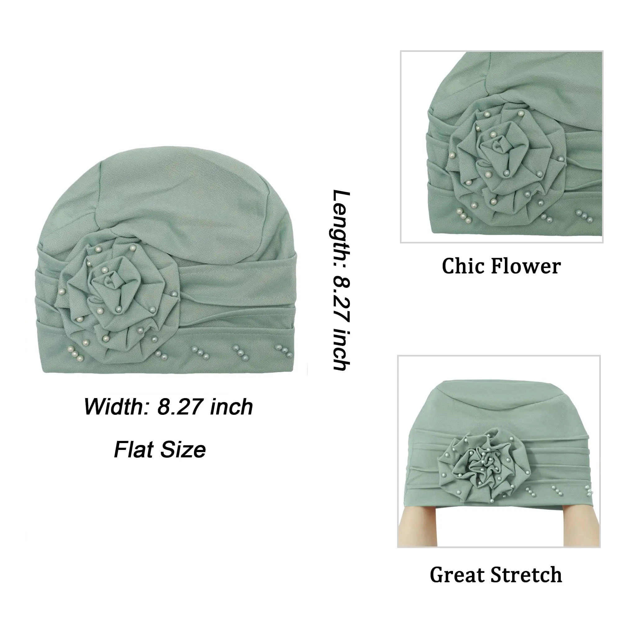 2024 New Muslim Fashion Hijab Caps Ramadan Women Turban Beanie Hat with Flower Chemo Headwear Elastic Head Wrap Cap