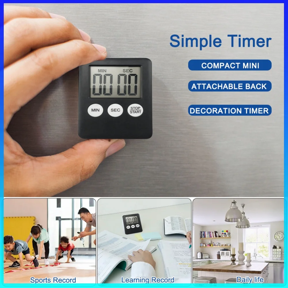 Digital Sports Alarm Clock Multi-Function Electronic Timer Stopwatch LCD Display Magnetic for Sports Exercise Baking Cooking