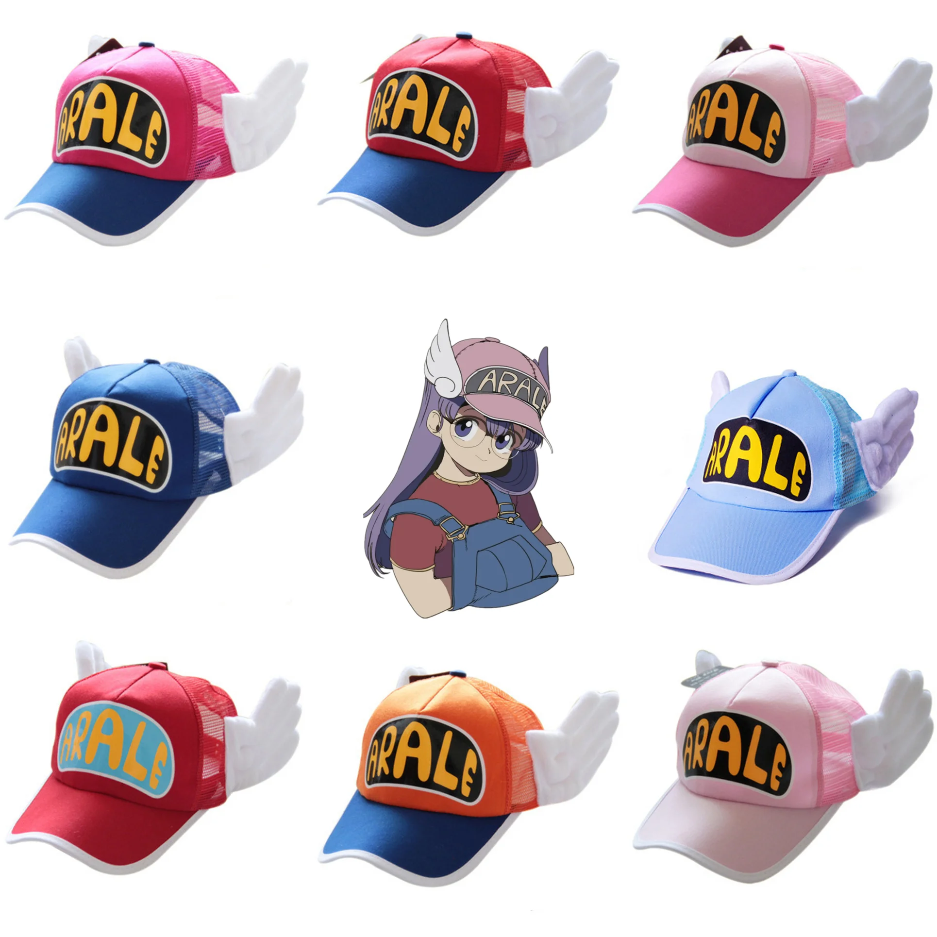 

Outdoor Adult Children Cute Dr.Slump Arale Sexy Angel Wings Cosplay Pink Hats Baseball Cap Sun Hat Gift Kawaii Party