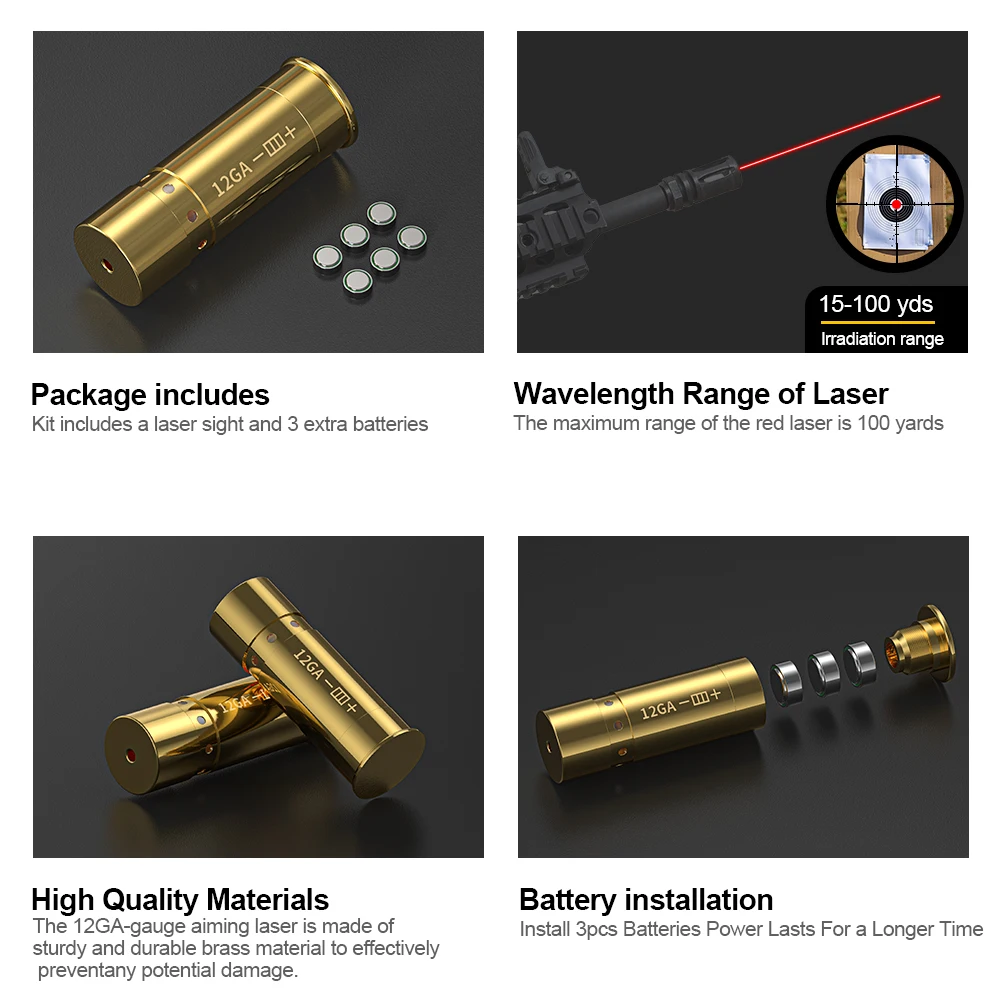 Schnelles Null- und hochpräzises Laservisier für 12GA – keine Anpassung erforderlich.