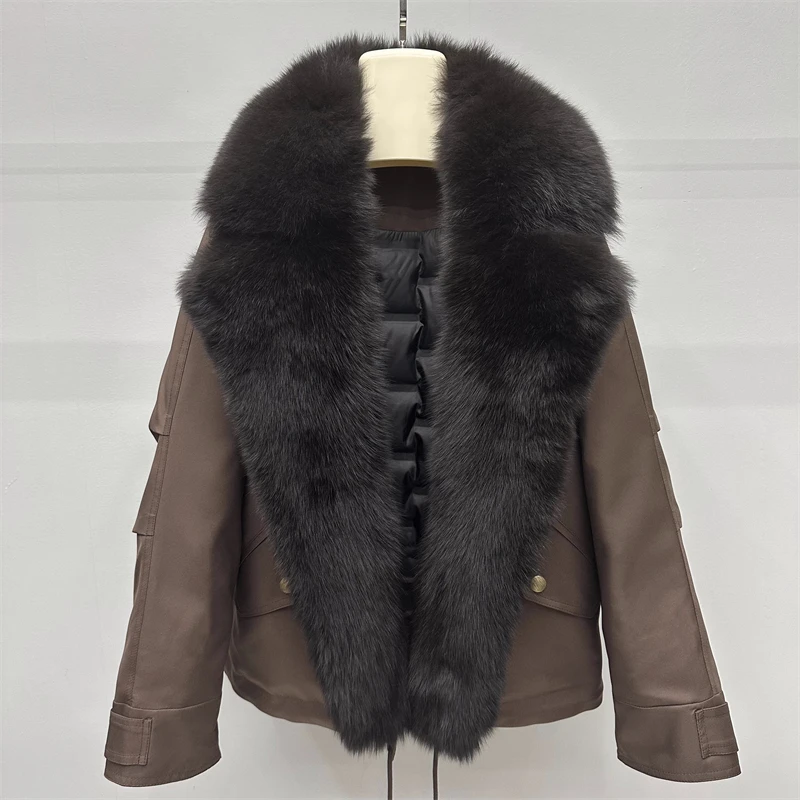 معطف نسائي جديد لشتاء 2025 من فرو الثعلب وياقة كبيرة من الفرو معطف y2k عالي الجودة موضة عالية الشارع سميكة للدفء فطيرة التغلب #3
