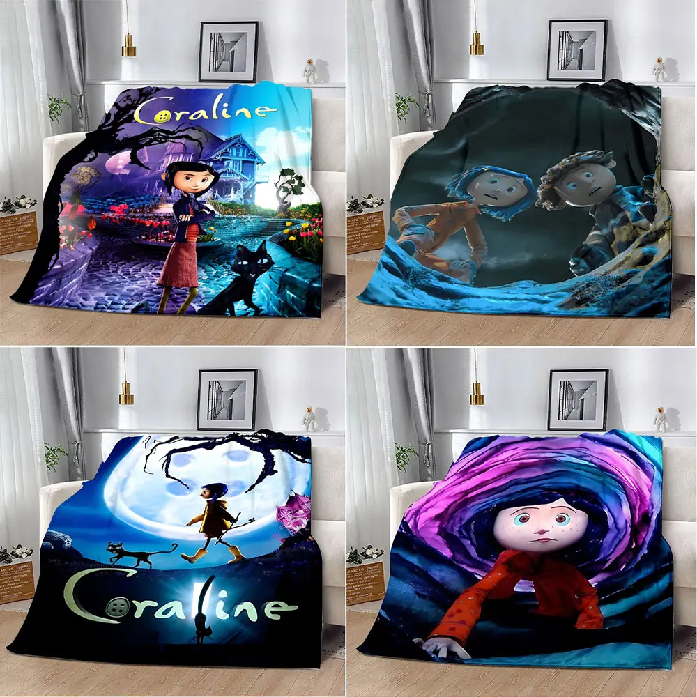 Animatie Coraline bedrukte deken picknickdekens warme deken zachte en comfortabele deken thuisreizen verjaardagscadeau