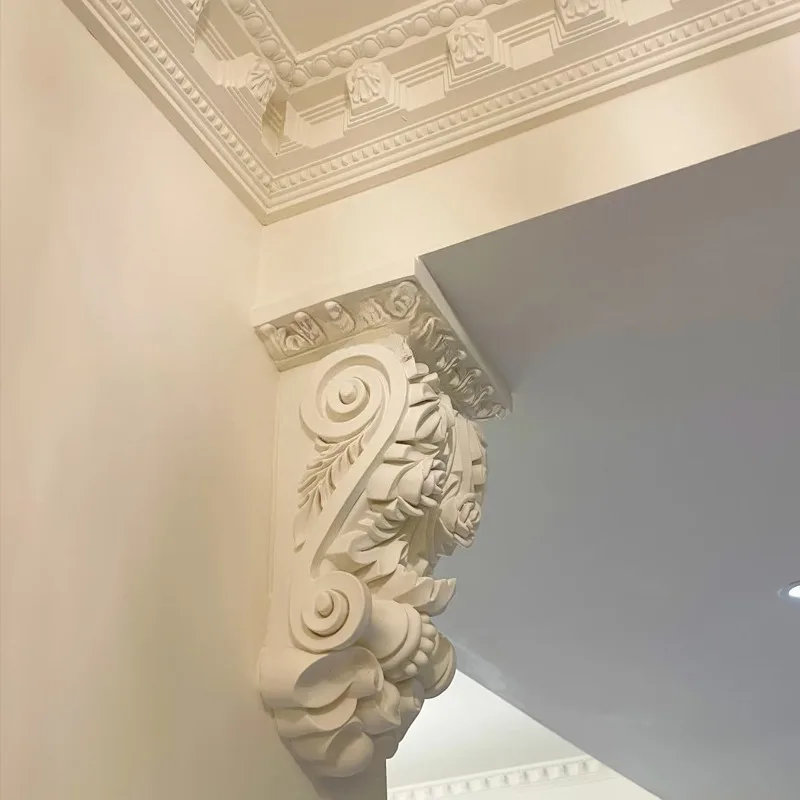 Fleur de coin en plâtre européen pour support de poutre, pour mur traversant, style moderne et simple, pour cadre de porte, avec gravure, écologique
