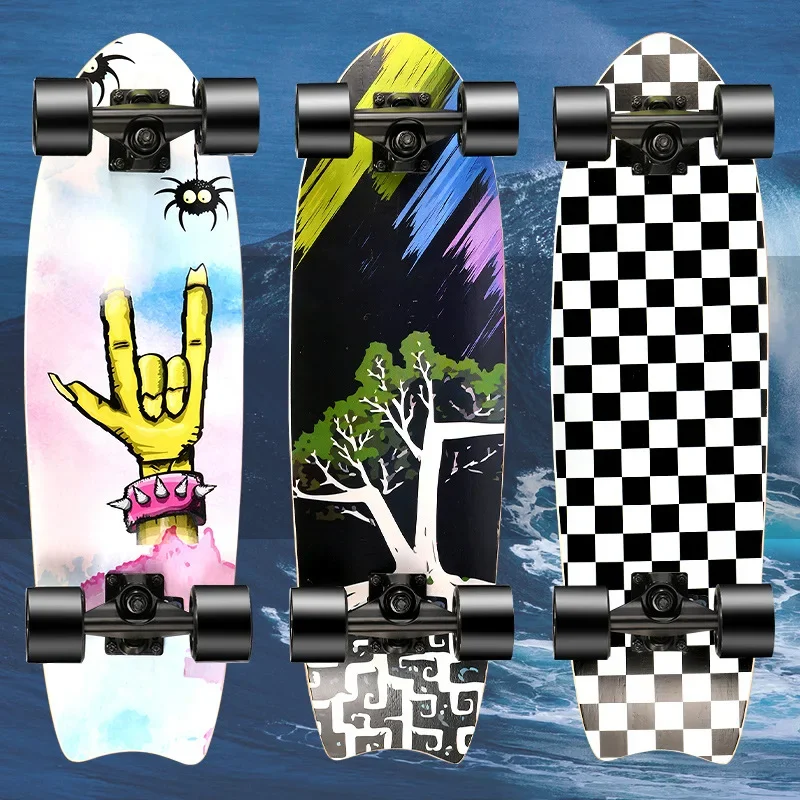 

27 inch surfboard 68 * 20CM big fish board four-wheel skateboard Northeast maple children adult single rocker directly