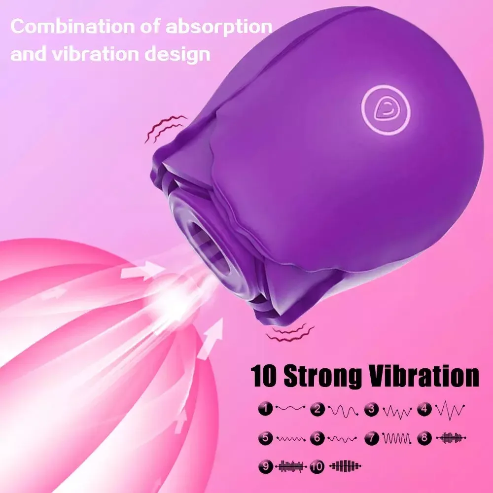 Powerful Sucking Rose Vibrator Toy for Women Vacuum Stimulator Oral Nipple Clit Sucker Female Sex Toys Goods for Female Adults