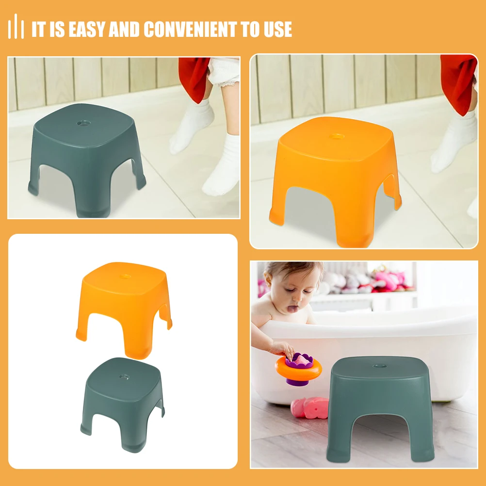 2 Pcs Mini Step Stool Plastic Footrest Bath Room Toilet Training Stools Yellow Green Compact Lightweight Adjustable for Feet