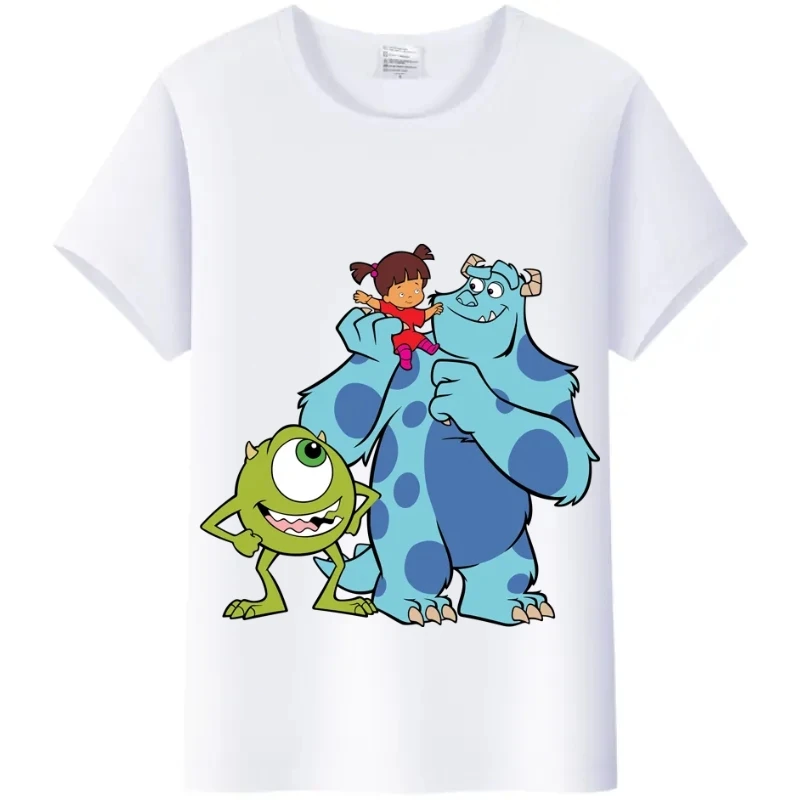 Moda Disney Monsters, Inc. Camiseta feminina branca camisa feminina manga curta tops James -P- Sullivan engraçado Mr.Q gráfico masculino camisetas