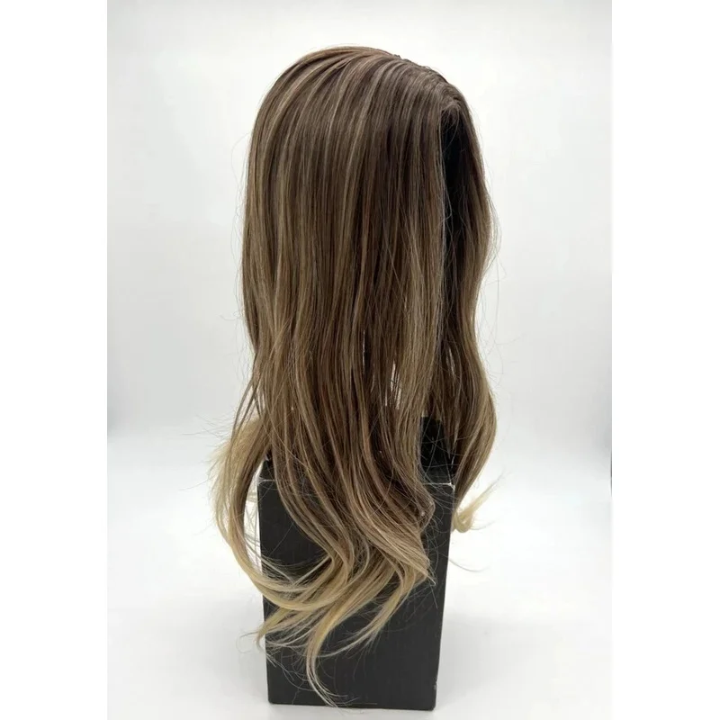 Real Hair New Fashion Long Natural Brown Blond Straight Wigs 20 In