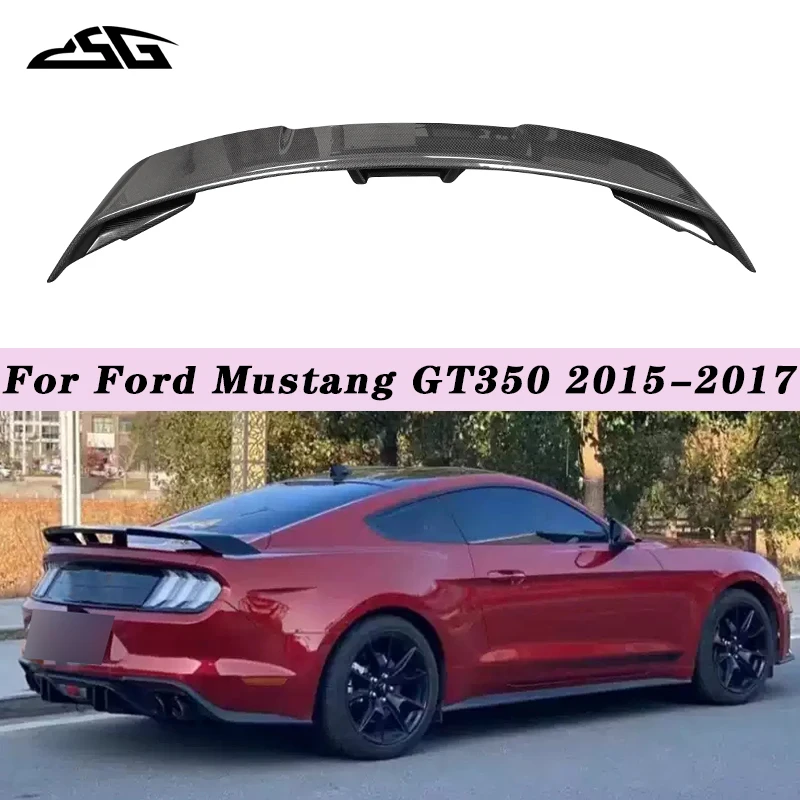 

Car Rear Roof Spoiler For Ford Mustang GT350 2015-2017 Carbon Fiber Rear Trunk Lid Tail Wing Lip Boot Splitter GT Style Body Kit