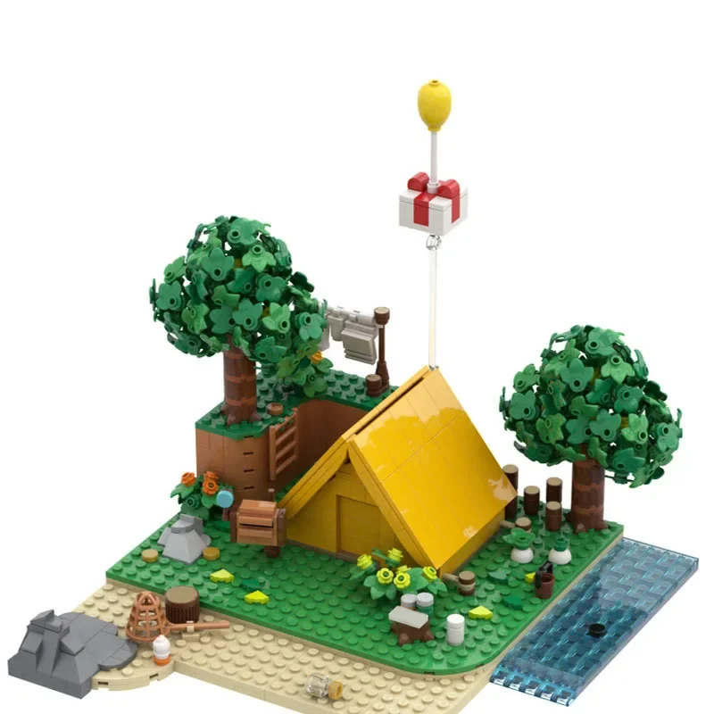 909pcs MOC VillagerTentes Animals Crossingss Tent Scene Modular Building Blocks Creative Assembly Collector Display Gift