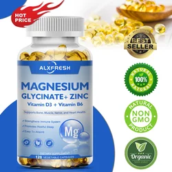 Relaxation Magnesium Glycinate Supplement 500mg with Zinc,Vitamin D3 B6 Non-GMO Gluten Free Veggie Capsules