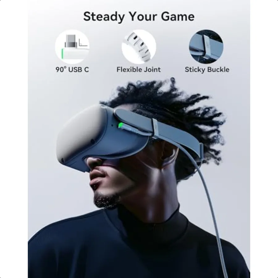 كابل ربط VR ممتاز بطول 16 قدم مع شحن USB 3.0 متوافق مع Meta Quest 3s Oculus Quest 3 2 Pro Pico 4 PC VR وSteam VR P