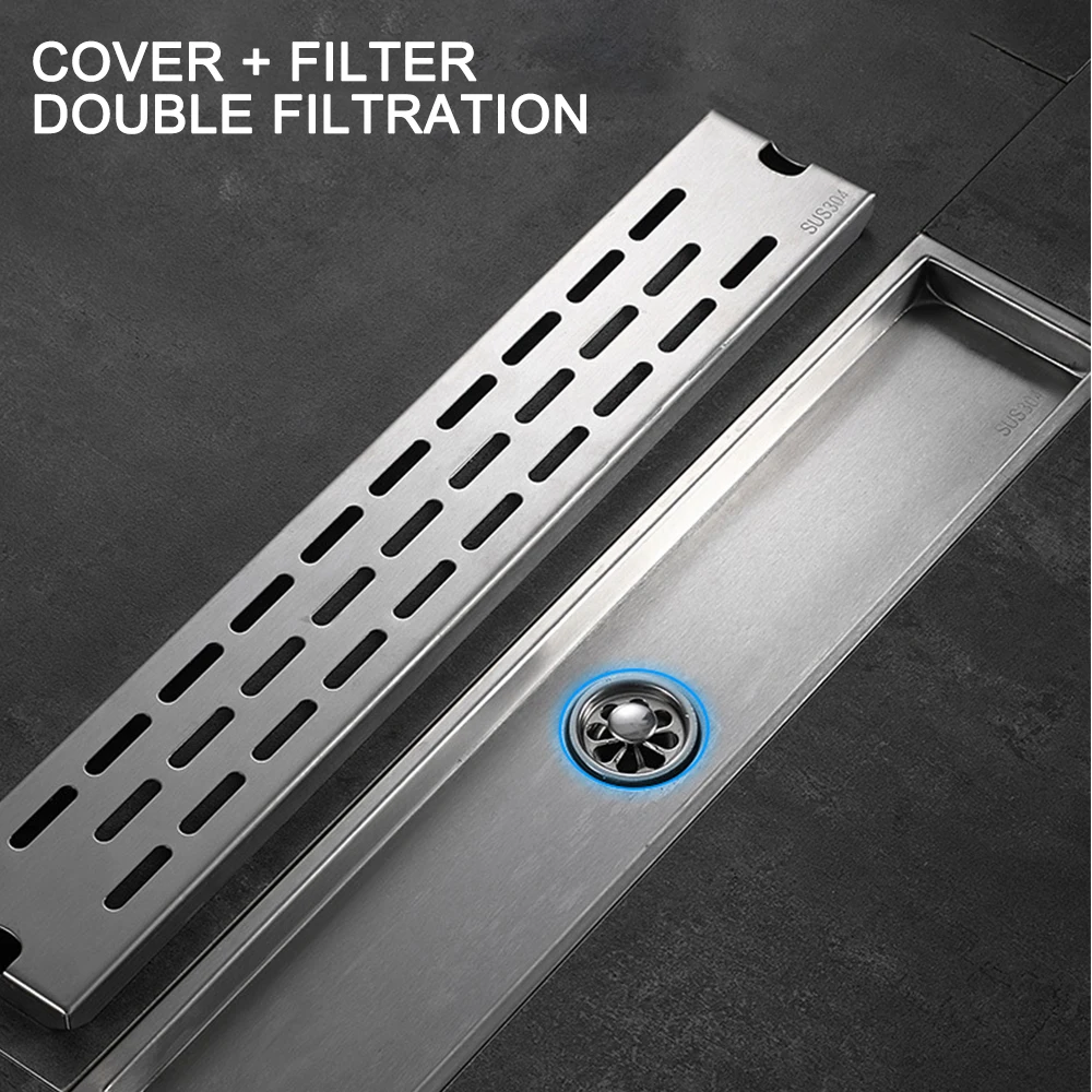 Anti-odor Drains Rectangle Linear Waste Drainer Bathroom Floor Drain Cover Stopper Bathroom Shower Drain Hair Catcher