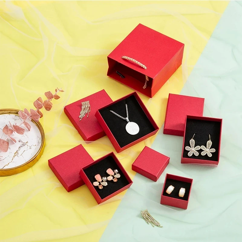 

24pcs/Lot Paper Container Packaging Red Box Holder Jewelry Display Gift Ring Earring Necklace Package for Gifts Organizer Boxes