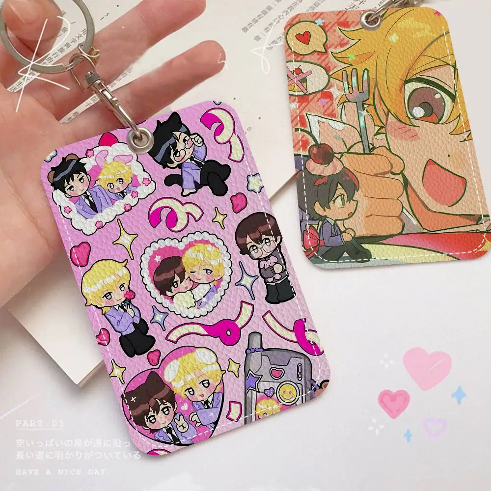 

Classics Anime Ouran High School Host Club Rectangle ID Card Case Keychain Access Card Bag Key Tag Ring Leather Card