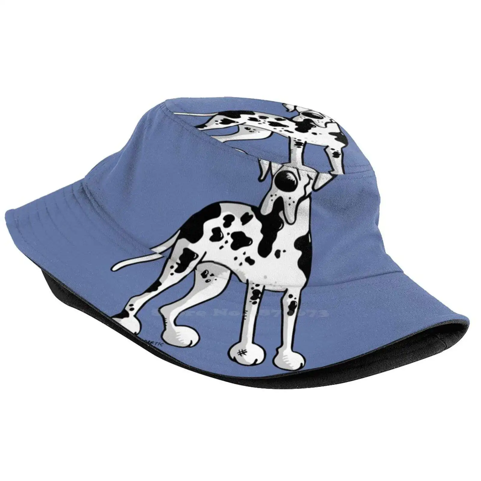 Great Dane Cartoon Fisherman's Hat Bucket Hats Caps Deutsche Dogge Great Dane Comic Pet Diamond Bulldog Dotted Points Animals