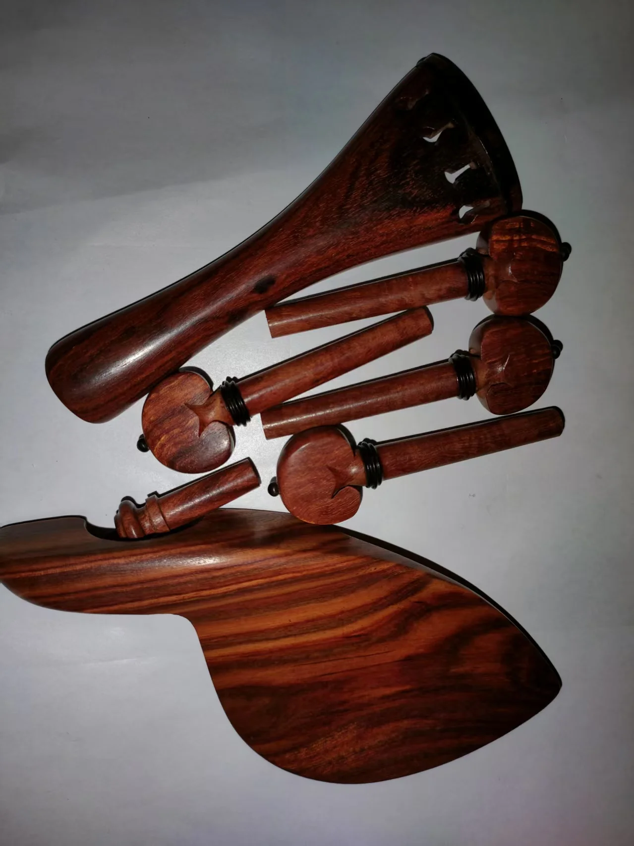 

1 Set Nice Quality Violin Parts 4/4 With Ebony Collar Not String Holes or Chin Rest Clamp