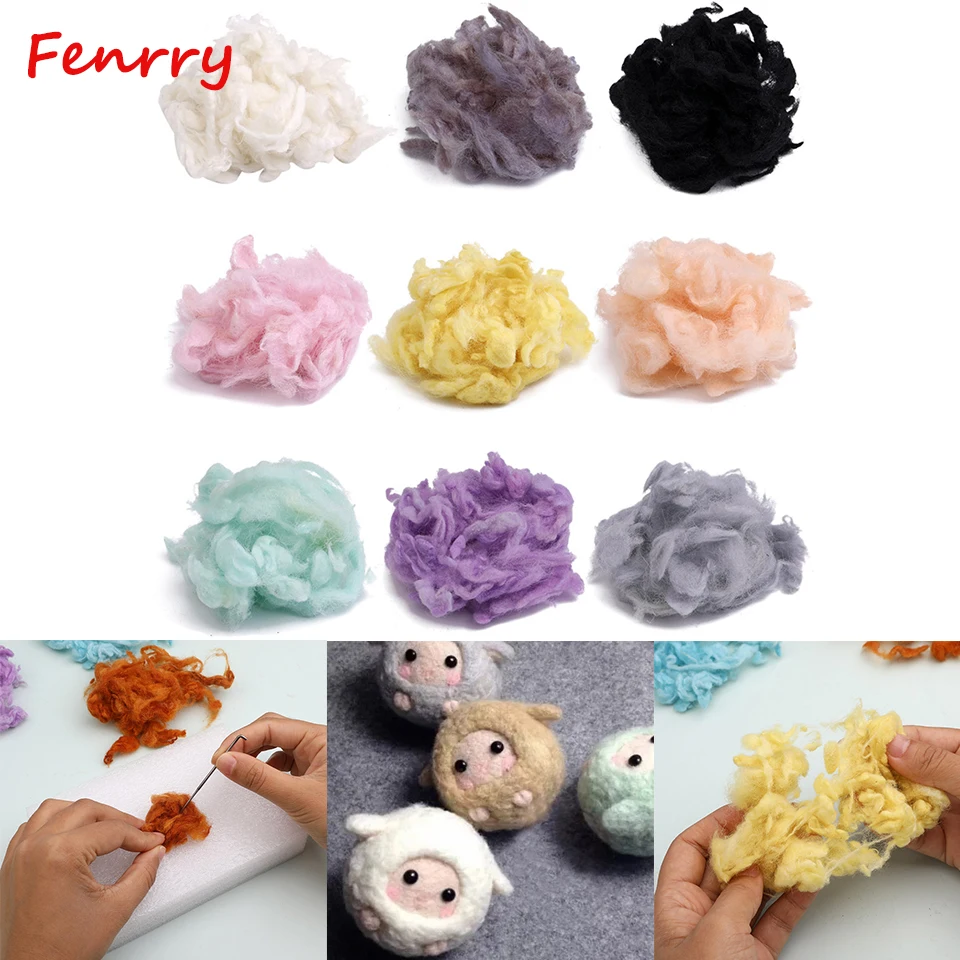 Fenrry 18 Colors 10g/30g/50g Alpaca Curly Fiber for Wool Felt DIY Needle Felting Roving Especially for Poodle/Bichon and Sheep