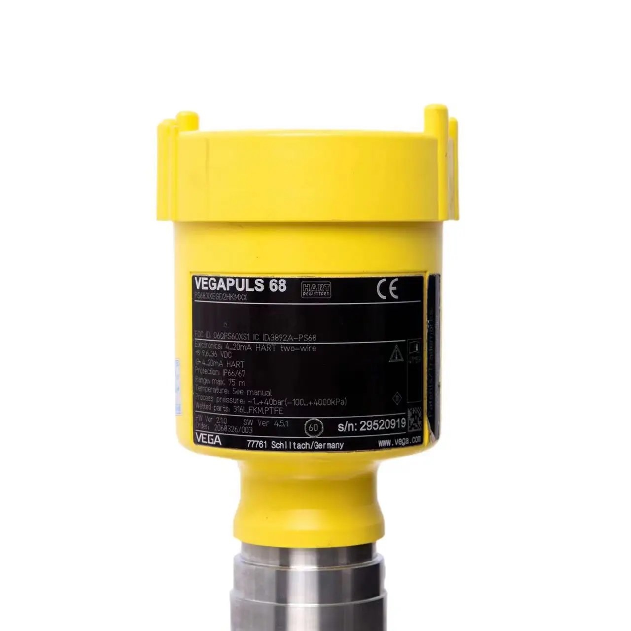 VEGAPULS 68 Radar Level Meter for Coal MinesTechnical Parameters of Level Measuring Transmitter