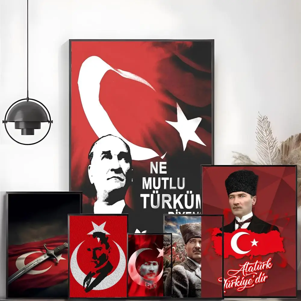 Turkey Mustafa Kemal Ataturk Poster Canvas Wall Art Print Po