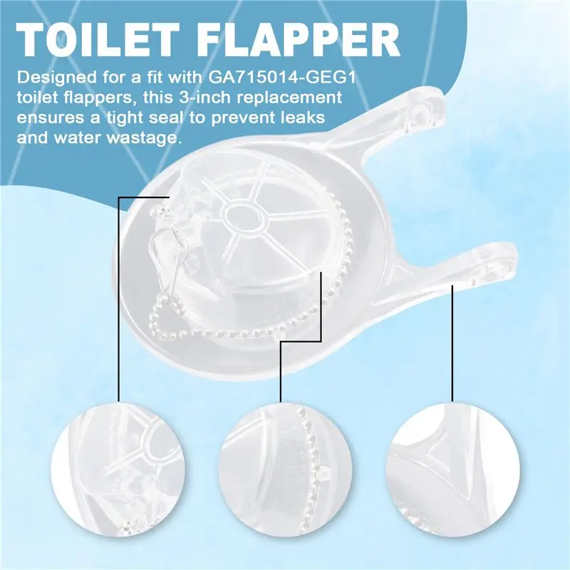 Y51A-2PCS Toilet Flappers Replacement For GA715014-GEG1 3 Inch With Stainless Chain And Hook-Reliable Toilet Flapper