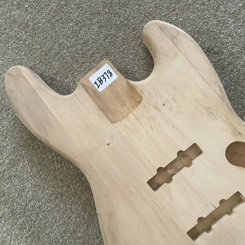 IB378 Solid Basswood Jazz Bass Body Unfinished in Solid Basswood No Paints Active Pickups Design for Electric Bass Replace DIY