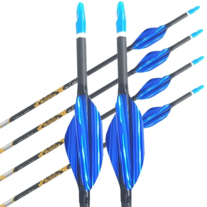 Imagem -02 - Spiral Feather Archery Pure Carbon Arrow Shaft Spine Arco Recurvo Arco Longo Caça Tiro 350-900 id 4.2 mm